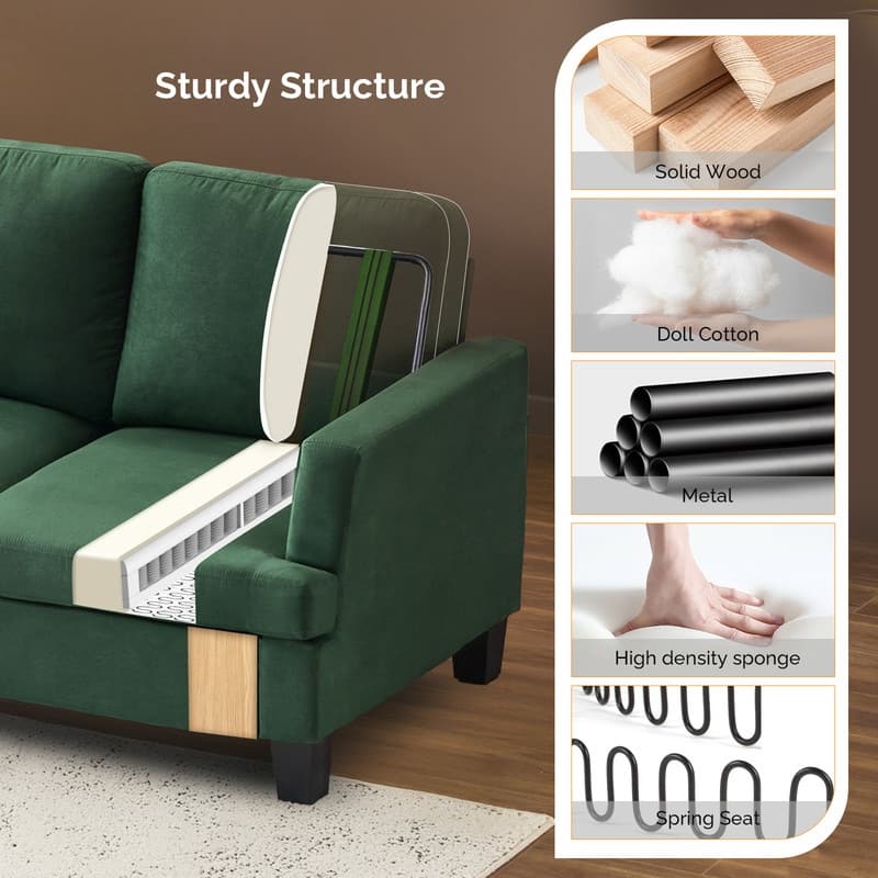 83.5" Upholstered Square Arm Suede Sofa