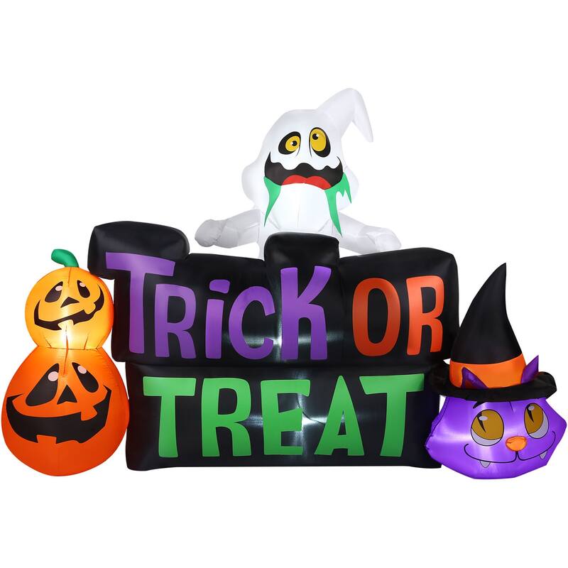 Haunted Hill Farm 8-Ft. Wide Pre-lit Inflatable Trick or Treat Sign
