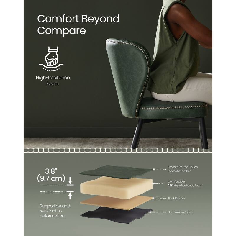 Modern Dining Chairs with Steel Frame and Synthetic Leather Padded Seat