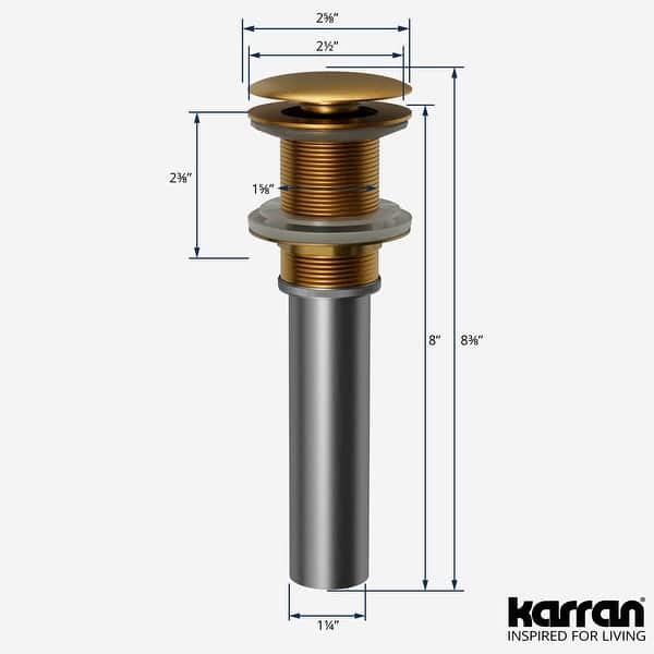 dimension image slide 4 of 8, Karran PU25 Pop-Up Vanity Bowl Drain