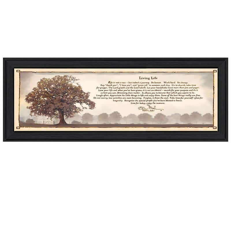 TrendyDecor4U Farmhouse "Living Life" Framed Print Wall Art by Bonnie Mohr - Earthtone