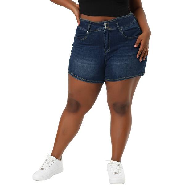 gøre ondt Hick Gå til kredsløbet Plus Size Denim Shorts For Women High Waist Jean Short Pants - Overstock -  33092005