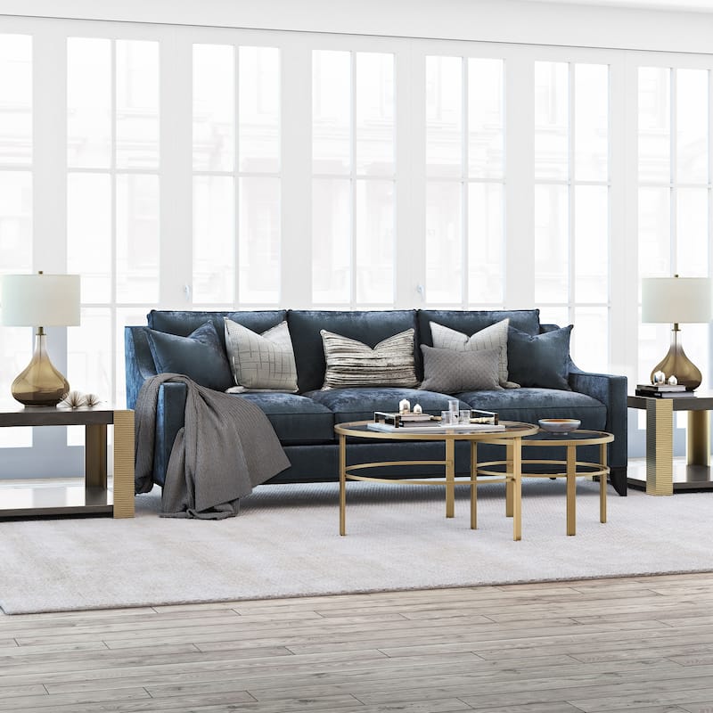 Gaia Round Metal/ Tempered Glass Nesting Coffee Table (Set of 2)