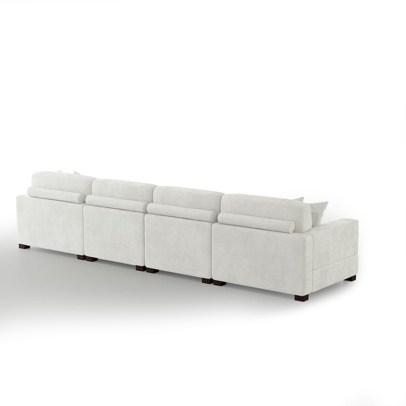 Modern Oversized Chenille Modular Sectional Sofa With Chaise