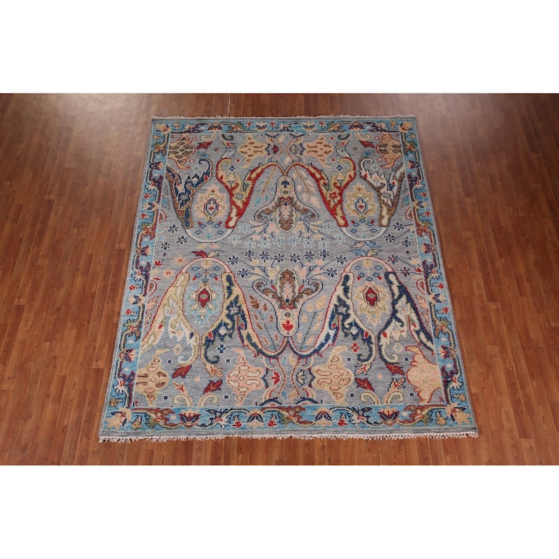 Oushak Indian Area Rug Handmade Wool Carpet - 8'1"x 9'7"