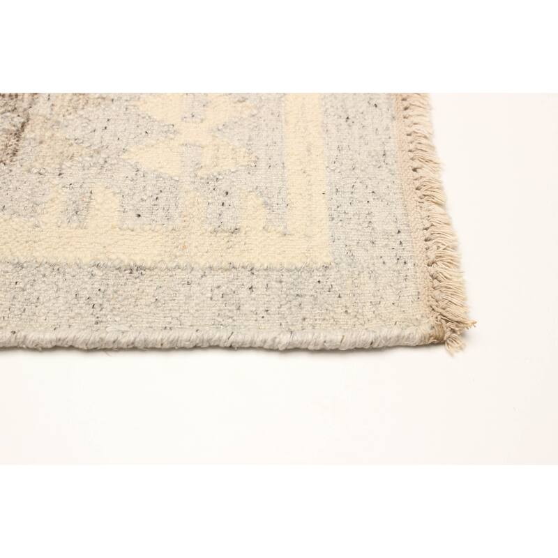ECARPETGALLERY Flat-Weave Ankara FW Light Grey Wool Kilim - 4'11 x 7'11