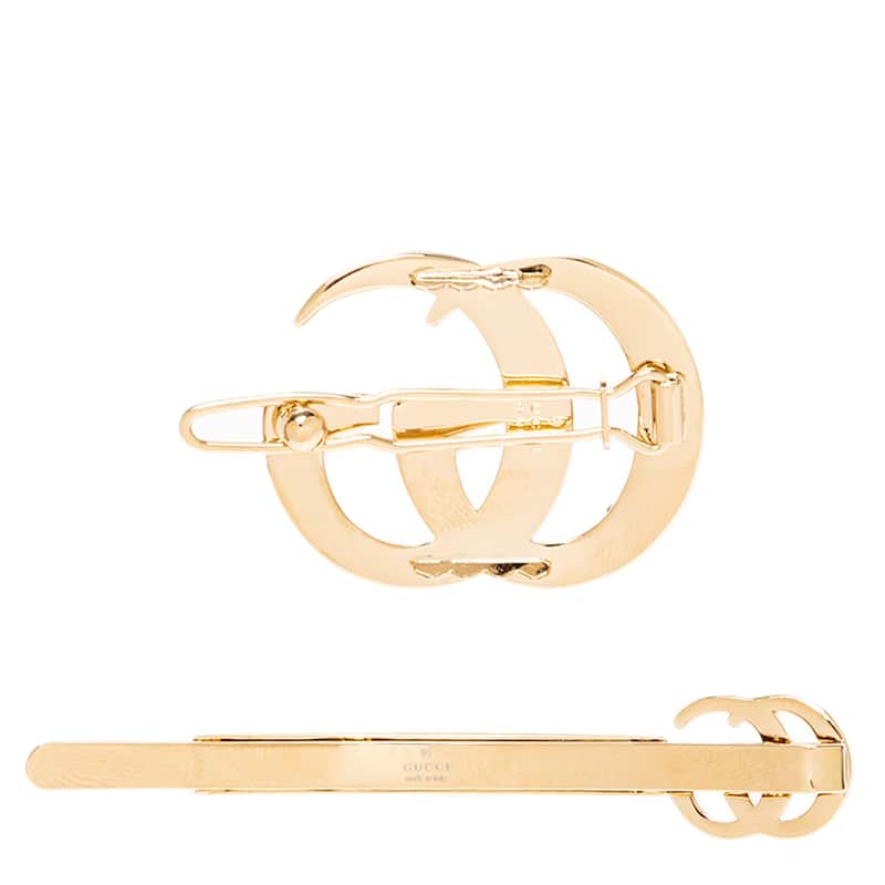 Gucci Double G Hair Slide Set with Crystals
