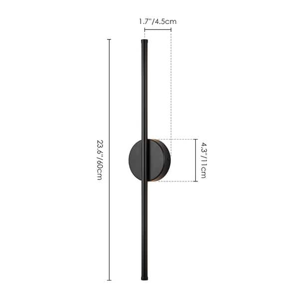 dimension image slide 11 of 13, 1-Light Black/ Gold/ Nickel Modern Long Linear Strip Wall Sconce Dimmable LED Bathroom Vanity Light