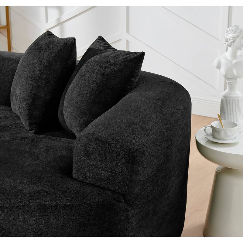 Modern Cloud 4 Seater Sectional Curved Sofa, Minimalist Compression Living Room Couch, No Assembly Needed, Chenille
