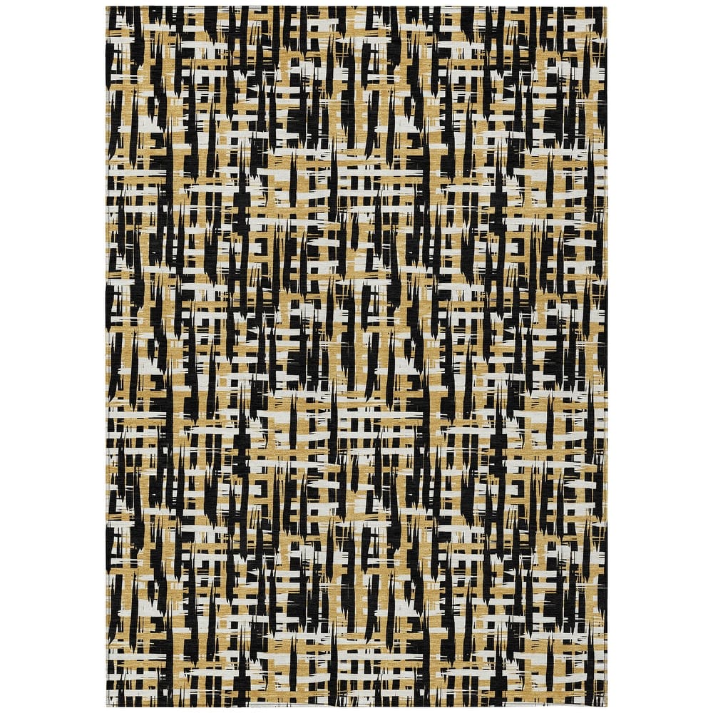 Machine Washable Indoor/ Outdoor Modern Crosshatch Chantille Rug