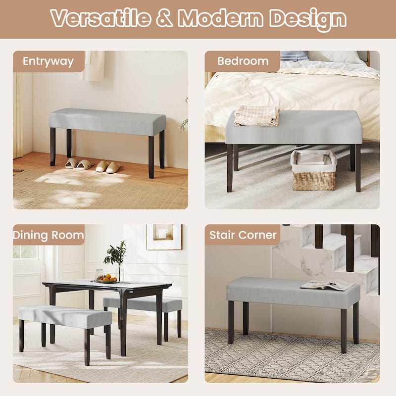 Costway 1/2 PCS Upholstered Entryway Bench with Padded Seat Solid