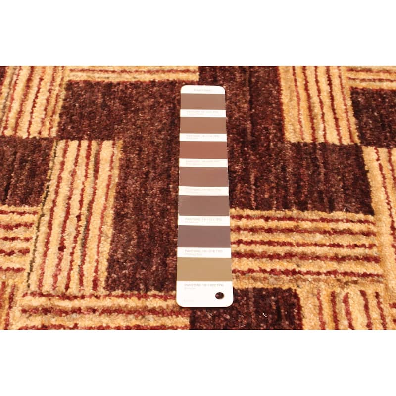 ECARPETGALLERY Hand-knotted Peshawar Ziegler Dark Brown Wool Rug - 6'0 x 8'8