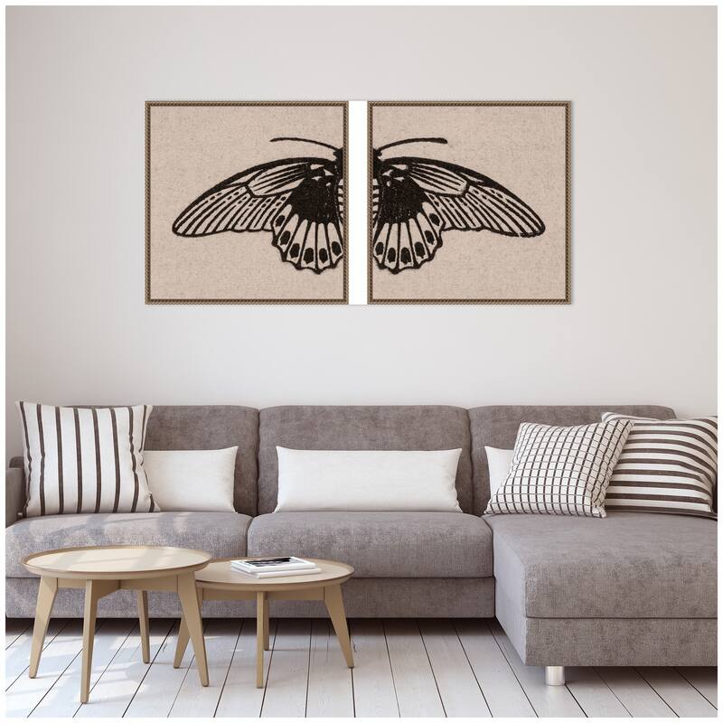 Kate and Laurel Vlinder 1901 Julie de Graag No. 1 & No. 2 2 Piece Framed Canvas Wall Art Set by Nostalgia Prints