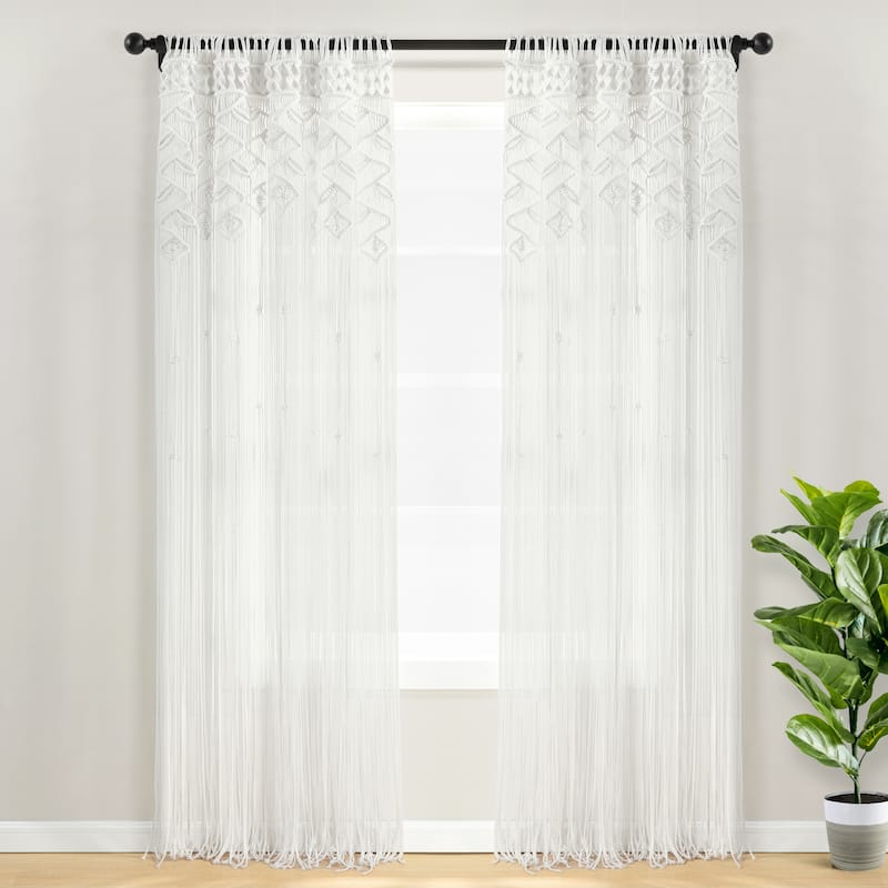 Lush Decor Boho Macrame Leaf Cotton Window Curtain Single Panel - 84" x 40"