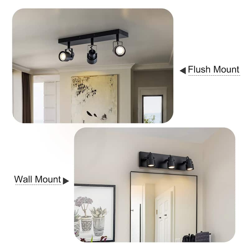 Modern 3-Light Rotatable Vanity Light Bathroom Wall Sconce - Black