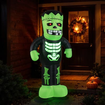 8.4 Ft Halloween Inflatable Frankenstein Skeleton Light Up Decoration