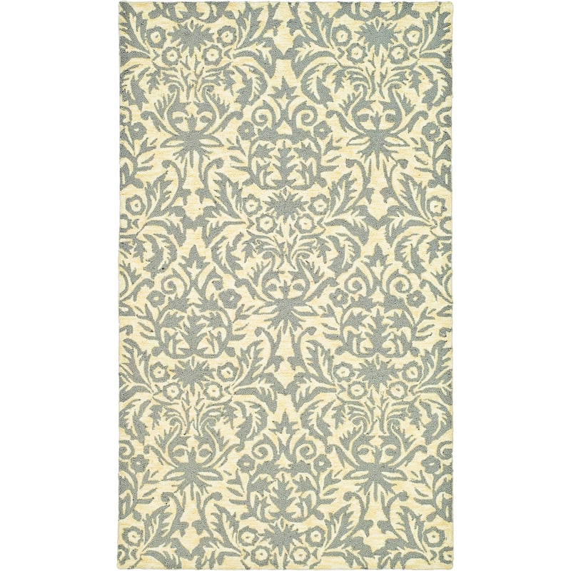SAFAVIEH Handmade Chelsea Duschka French Country Wool Rug - 2'6" x 4' - Beige Yellow/Grey