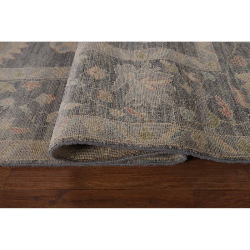 Vegetable Dye Oushak Oriental Area Rug Handmade Grey Wool Carpet - 8'4"x 9'11"