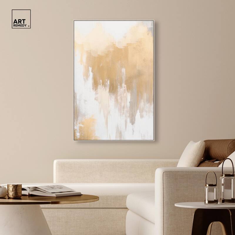 Soft Grey Glam Gold Canvas by Art Remedy
