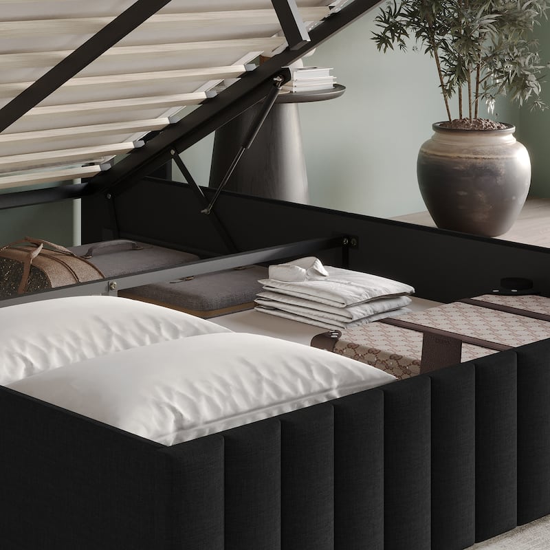 CraftPorch Minimalist Wingback Platform Lift Up Storage Bed