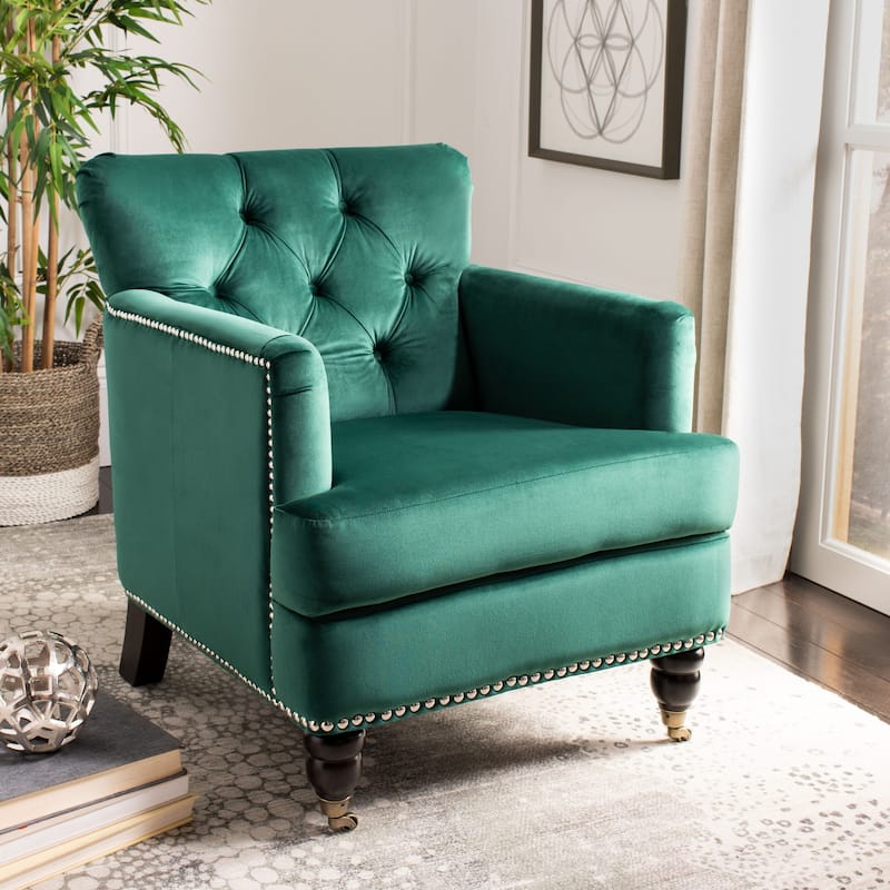 SAFAVIEH Tori Antiqued Tufted Club Chair - 28" x 34.4" x 32.7". - 28"W x 34"D x 33"H