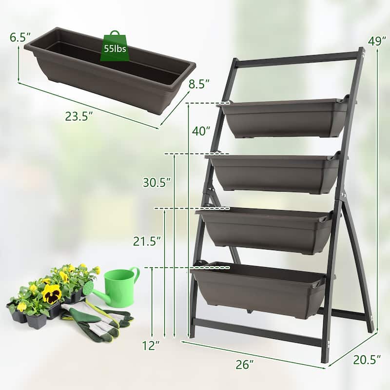 Costway 4 FT 4-Tier Vertical Raised Garden Bed Elevated Planter Box - See Details