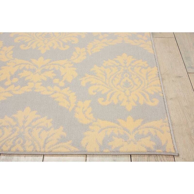 Nourison Grafix Vintage Floral Damask Cream Grey Area Rug