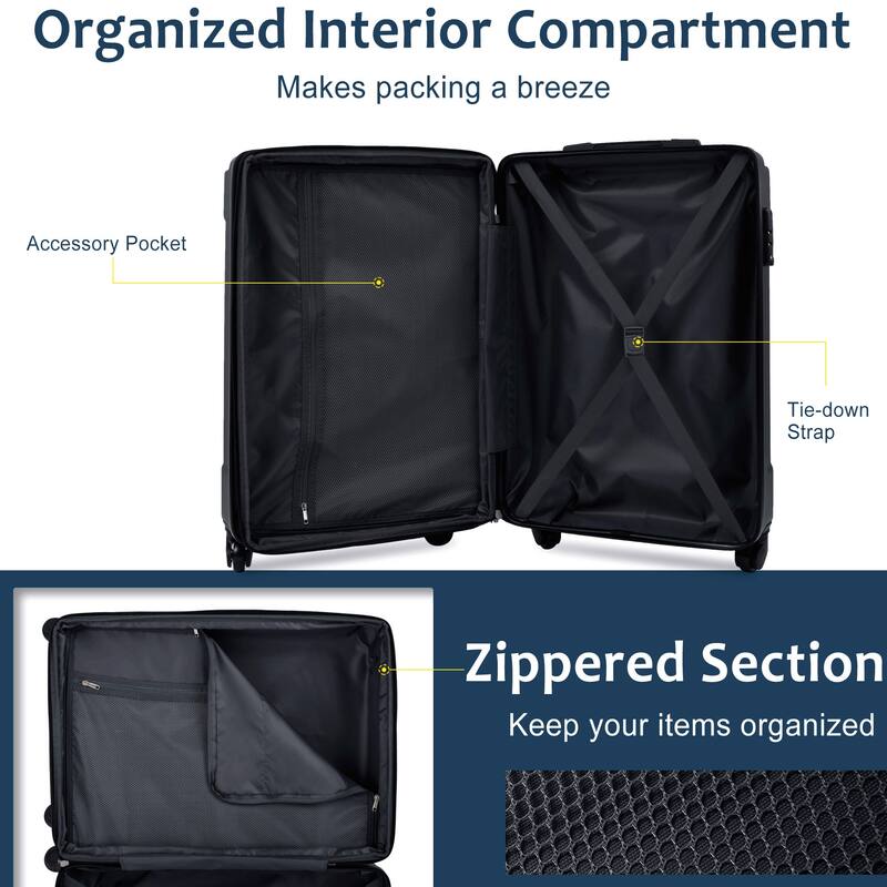 Luggage Sets 3 Piece, Expandable Carry on Luggage, Hardshell Suitcases with Wheels and TSA Lock for Men Women