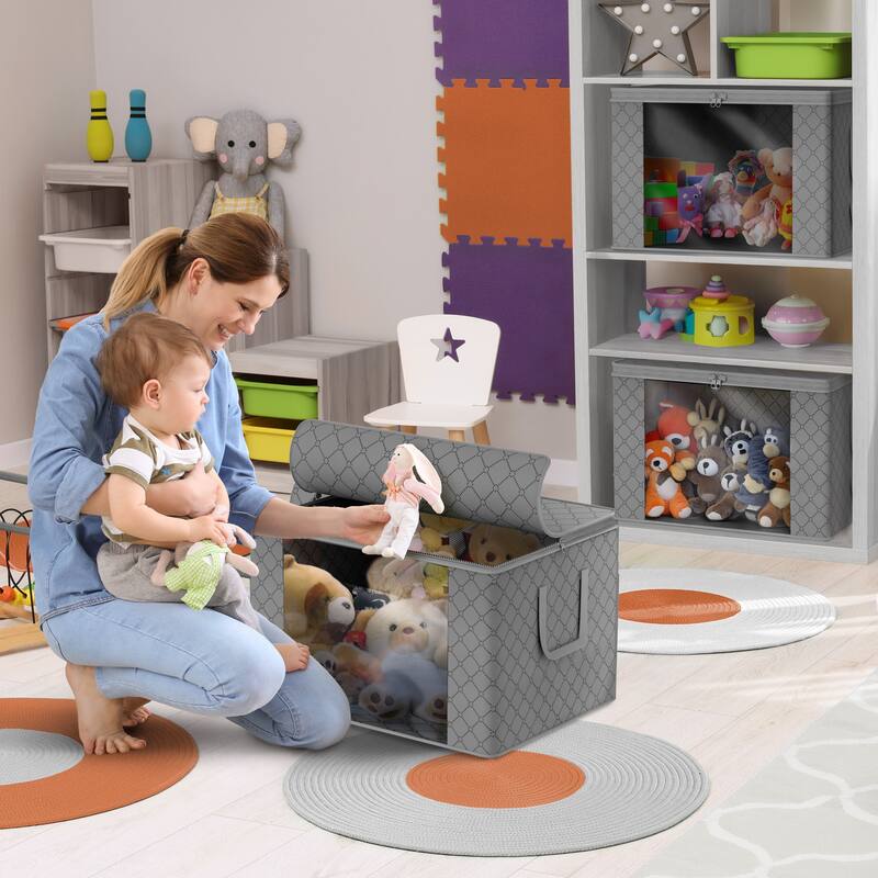 Sorbus Foldable Storage Bag Organizers, Large Clear Window & Carry Handles, Great for Clothes, Blankets, and More