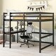 preview thumbnail 1 of 7, Elegant Pine Wood Platform Bed Frame Full Size Loft Bed Frame with Built-in Desk and Guardrail for Girls, Boys, Teens, Black Full - Full Black