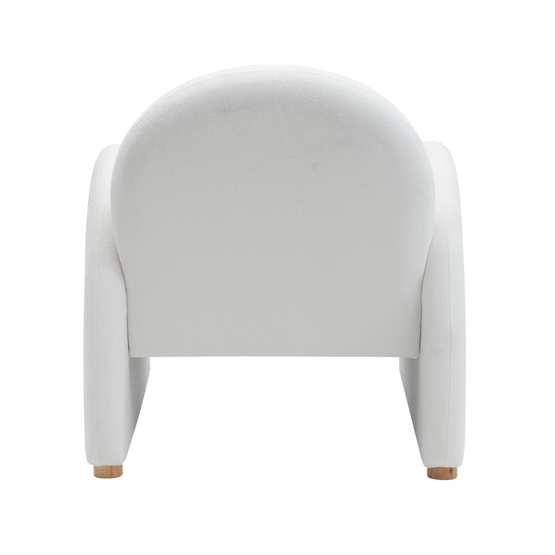 Modern Boucle Accent Armchair - Comfortable Upholstered Lounge Chair with Curved Armrests, Stylish Minimalist Chair