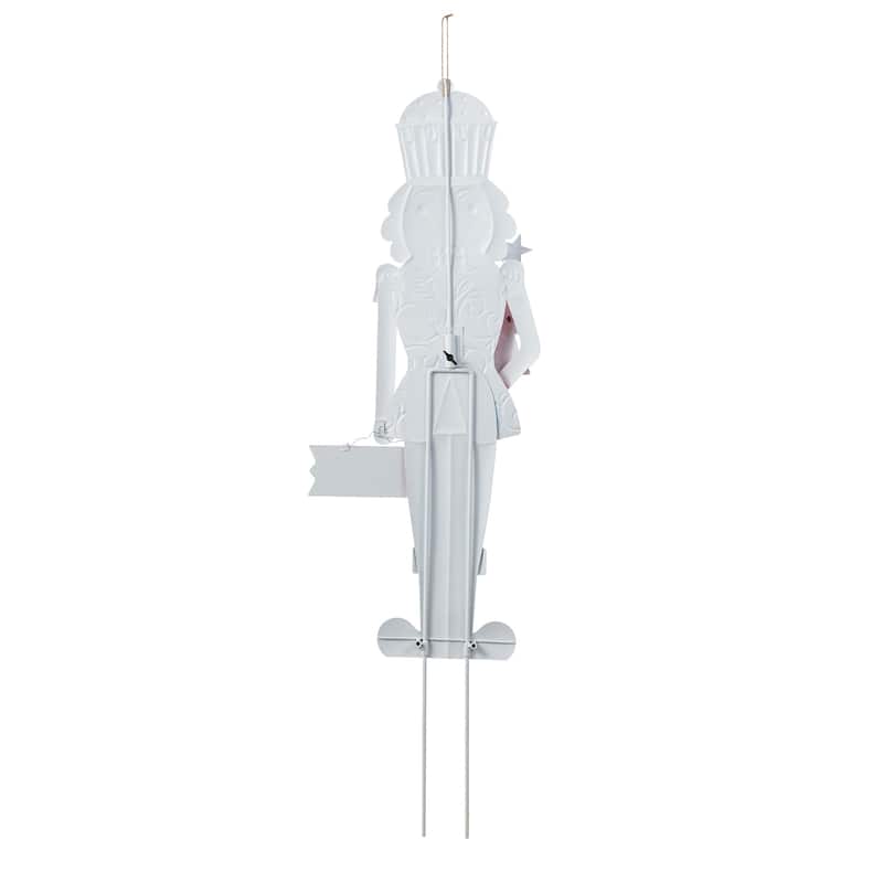 Glitzhome 36"H Metal Christmas Nutcracker Yard Stake Standing Hanging Decor