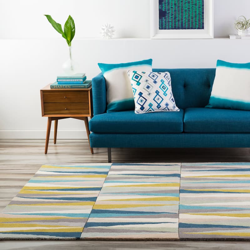 Hand-Tufted Rox anne Geometric Wool Area Rug - Blue - 5' x 8'