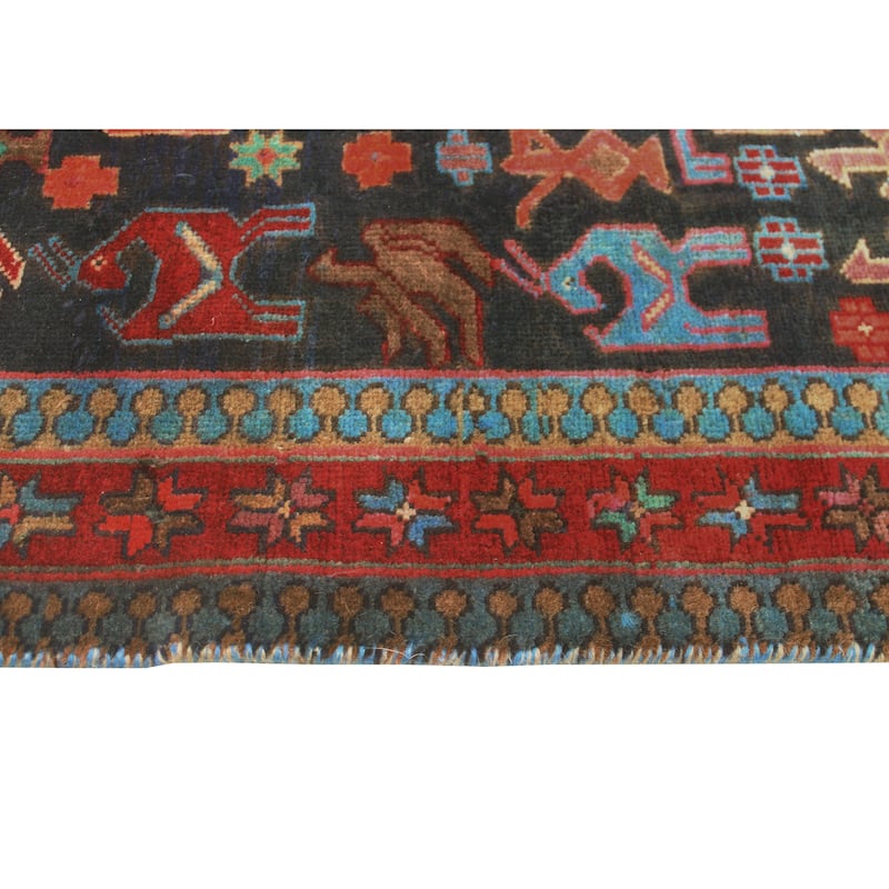 Fine Vintage Distressed Berat Navy/Rust Runner - 3'2" x 9'8"