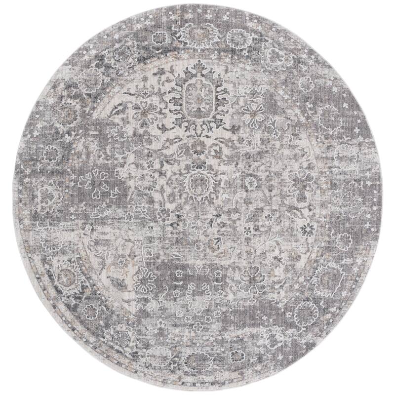 SAFAVIEH Finley Orjola Vintage Distressed Rug - Grey/Beige - 6'7" Round