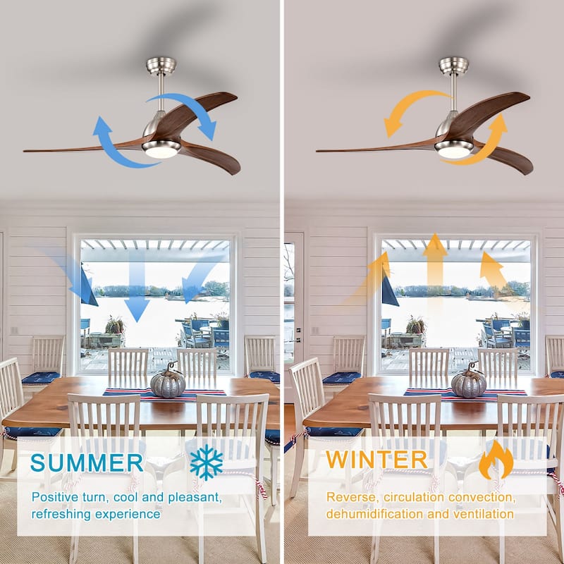 Oaks Aura 52-inch Modern Industrial Ceiling Fan With Light, 6-Speed Reversible Farmhouse Wood Ceiling Fan Light With Remote