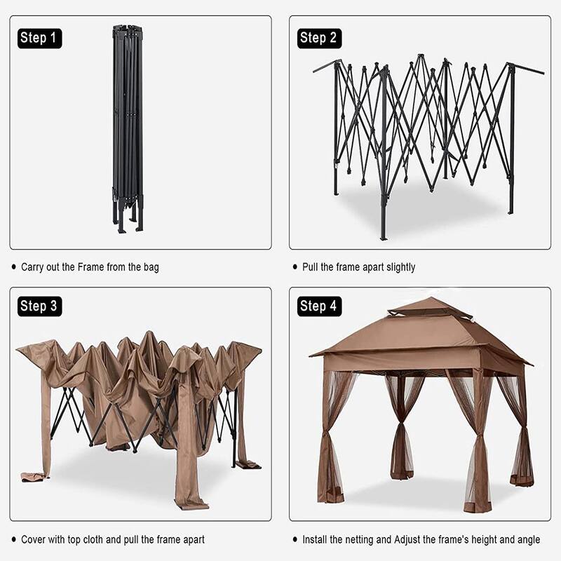 Patio Outdoor Gazebo 11X11Ft - Gazebo Canopy with Netting and 2-Tier Soft Top Event Tent for Backyard,Garden Lawn