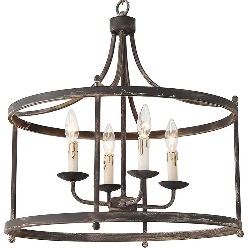 4 - Elegant Antique Rustic Metal Drum Chandelier Farmhouse