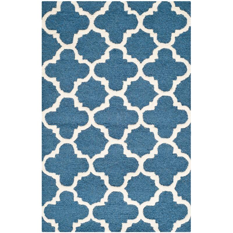 SAFAVIEH Handmade Cambridge Touria Modern Moroccan Wool Rug - 2'6" x 4' - Navy/Ivory