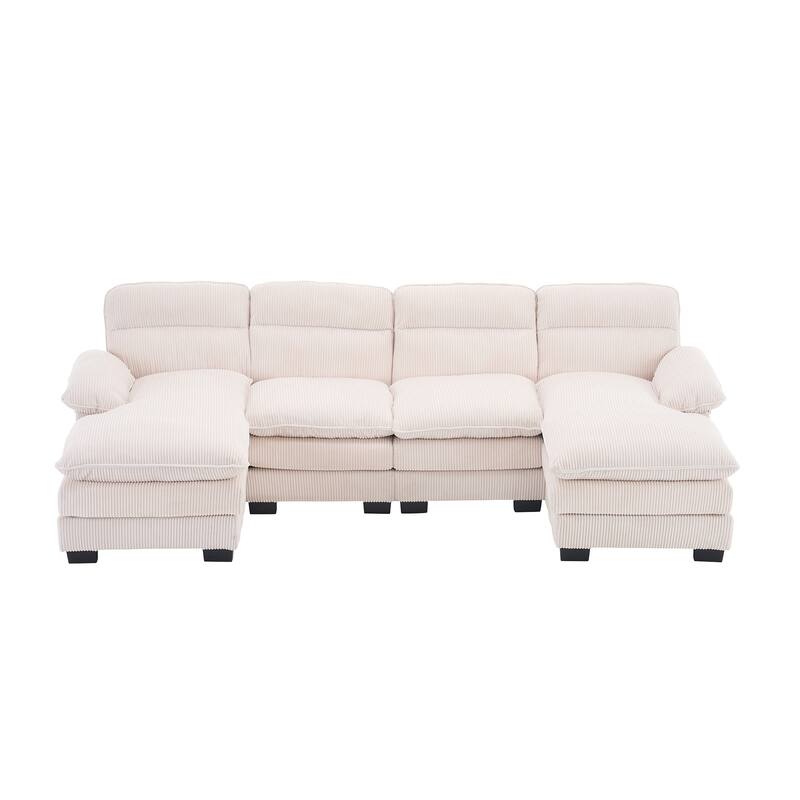 111.8" U-shaped profile sofa, including two single seats and two chaise