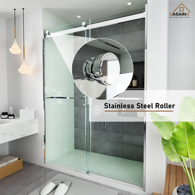 CASAINC 60"*76" Frameless Double Sliding Shower Door