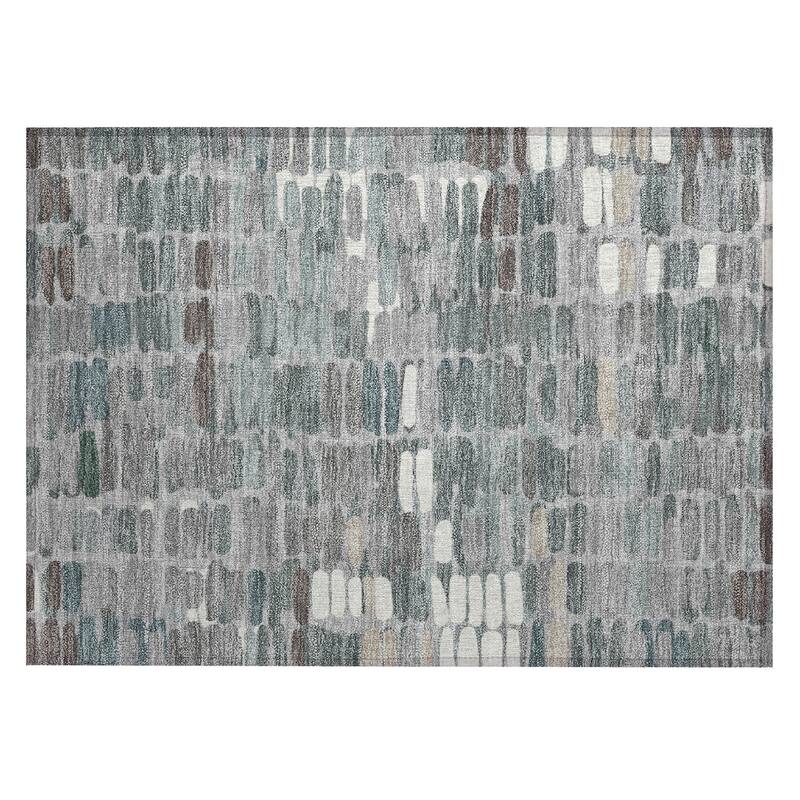 Machine Washable Indoor/ Outdoor Modern Caps Chantille Rug