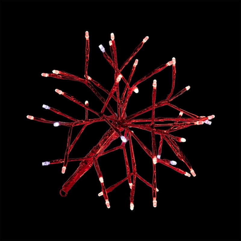 Alpine Corporation 10"H Indoor Christmas Snowflake Ornament with LED Lights