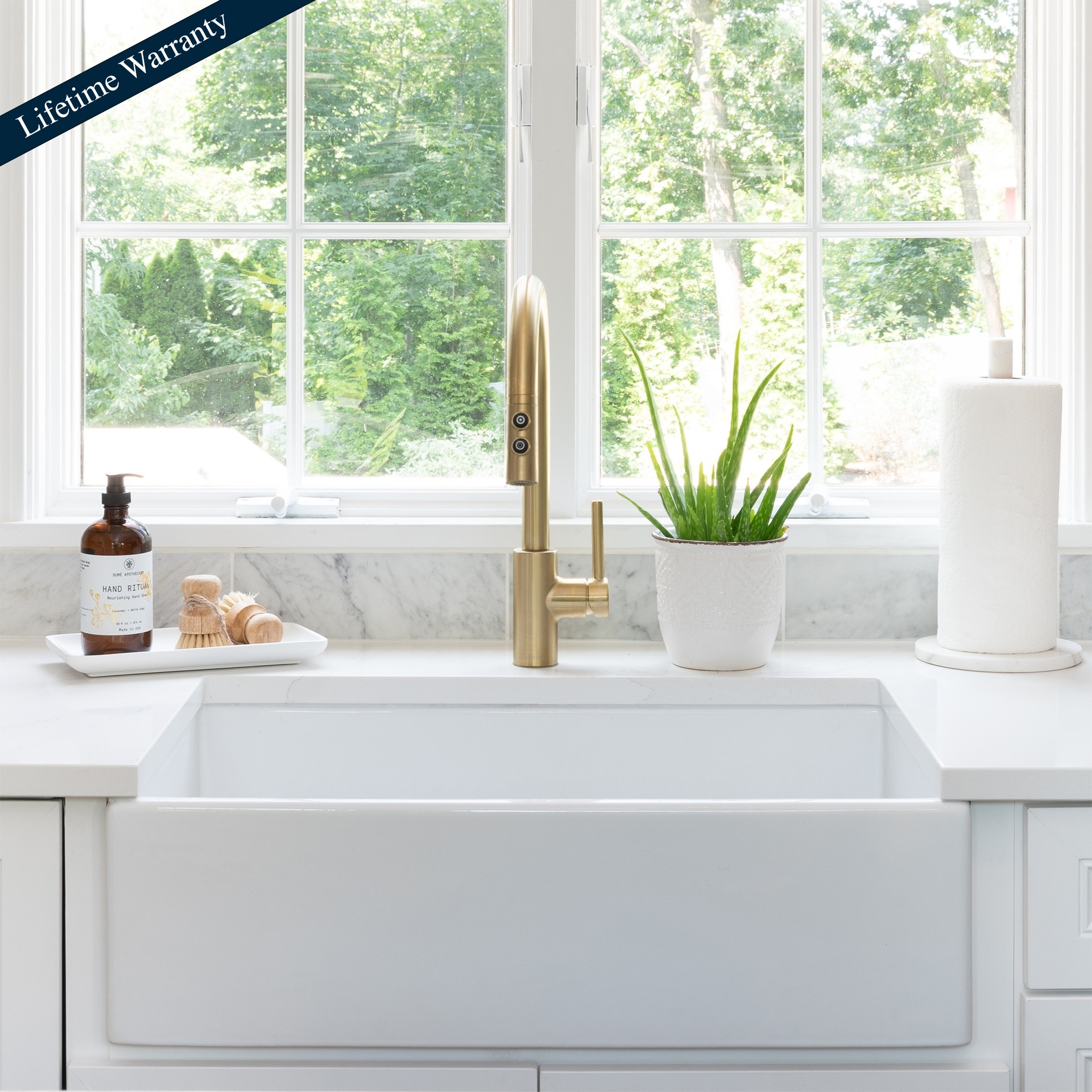 Turner 30" White Fireclay Single Bowl Farmhouse Apron-Front Undermount Sink