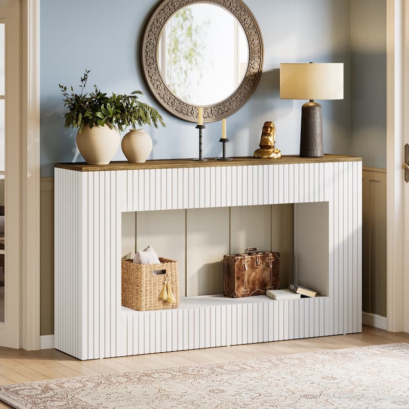 Modern Console Table, 55-Inch Wood Entryway Table with Storage