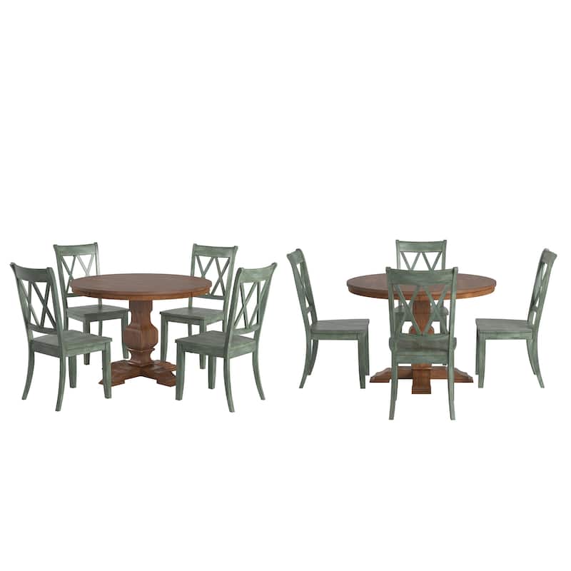 Ronda 45" Round Solid Wood Top Dining Set with X-Back Chairs