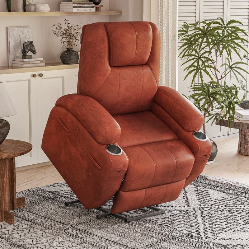 Homall Faux Leather Power Lift Recliner Chair with Massage - Brown