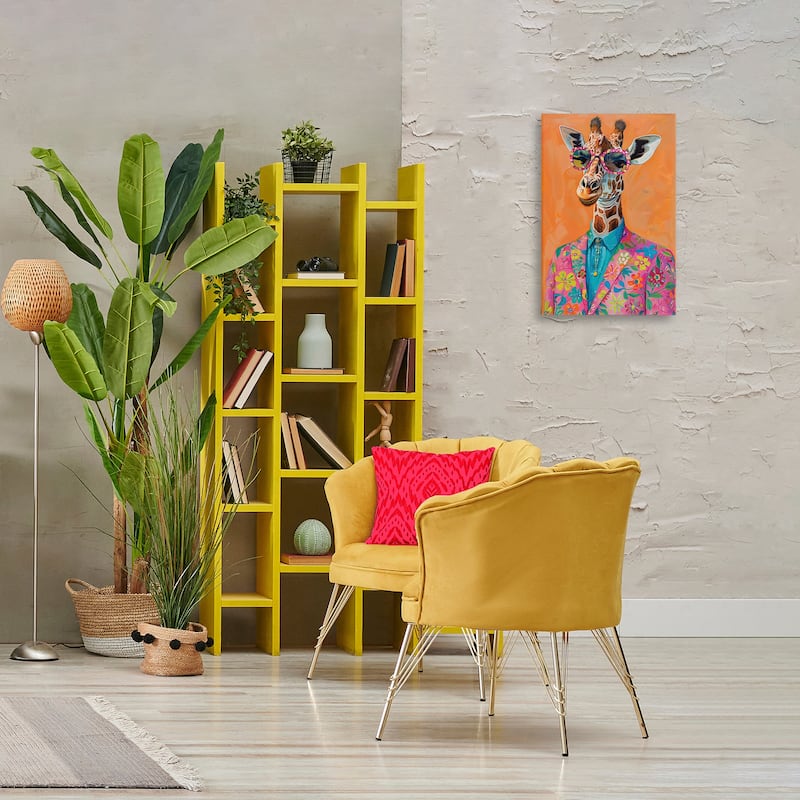Stupell Bright & Trendy Giraffe in Suit Canvas Wall Art Design By LSR Design Studio