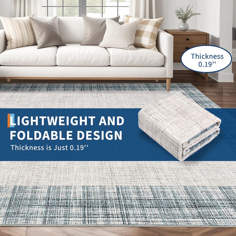 Garvee Linen Border Living Room Area Rug