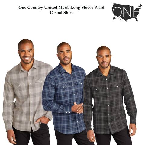 One Country United Men's Long Sleeve Plaid Casual Shirt